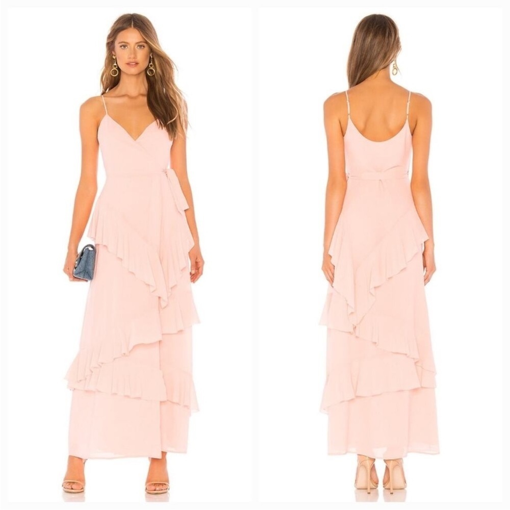LPA Soft 253 Blush Pink Ruffled Maxi Dress